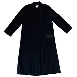 Vtg Talbots double breasted‎ black long 51" lined-dress coat women's 8 W/Split